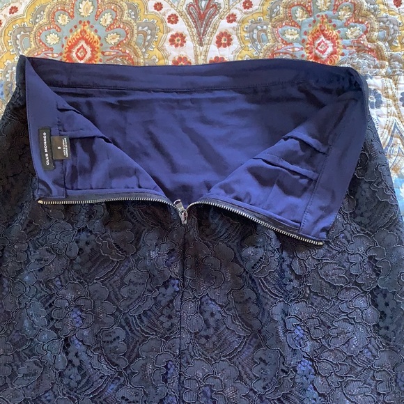 Club Monaco navy blue lace overlay pencil skirt 8 - Picture 6 of 12